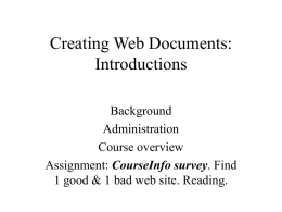 Web Design I. Introductions - Purchase College Faculty Web Server