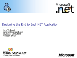 Welcome to the End to End .NET Application Day