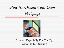 How To Design Your Own Webpage