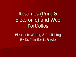 Resumes: Print & Electronic
