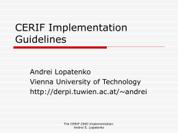CERIF Implementation Guidelines