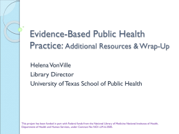 Additional Resources - University of Texas School of Public Health