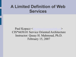 A Limited Definition of Web Services