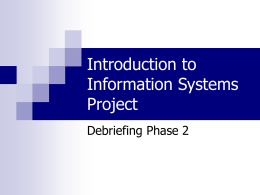 Debriefing phase 2 - Distributed Information Systems Laboratory LSIR