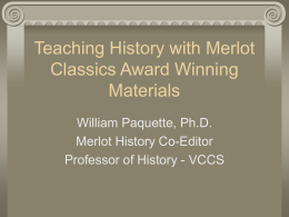 Teaching History with Merlot Classics Award Winning Materials