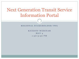 Next Generation Transit Service Information Portal - Wiki