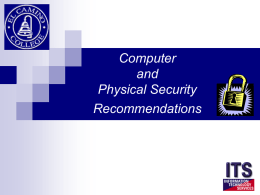 Computer and Physical Security Recommendations