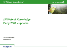 Q407updates - Web of Knowledge
