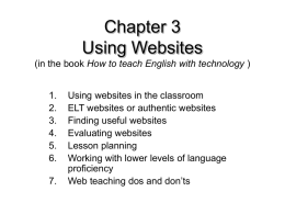 Chapter 3 Using Websites (in the book How to teach English with