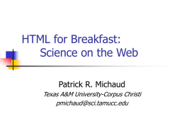 HTML for Breakfast: Science on the Web