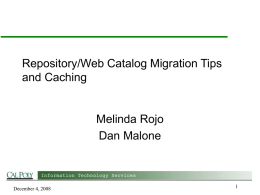 Repository/Web Catalog Migration Tips and Caching