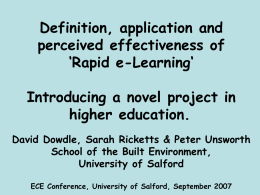 `rapid e-learning`: introducing a novel project in higher education