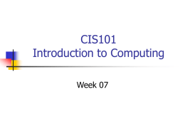 CIS101 week 07