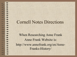Anne Frank Research Day One Anne Frank`s Family Background
