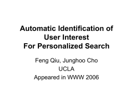 Automatic Identification of User Interest For Personalized Search