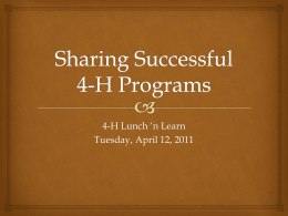 Sharing Successful 4-H Programs Final - Indiana 4-H