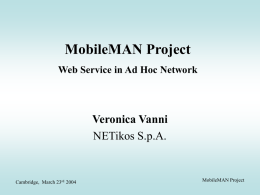 MobileMAN Project Web Service Location in Ad Hoc Network