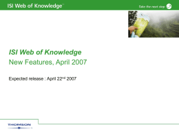 July 2006, Web of Knowledge new features