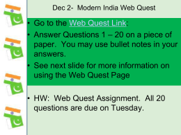 Modern India Web Quest Assignment