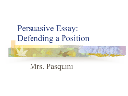Persuasive Research Essay PowerPoint