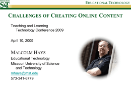 Challenges of Creating Online Content - Missouri S&T