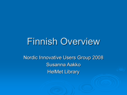 Finnish Overview