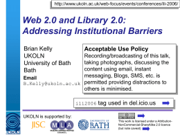 Web 2.0 and Library 2.0: Addressing Institutional Barriers