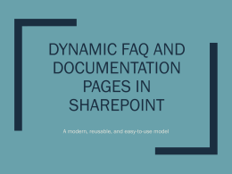 Dynamic FAQ and Documentation Pages in SharePoint