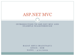Introduction to ASP .NET MVC