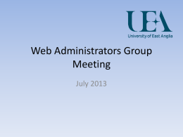 Web Administrators Group Meeting