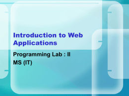 Introduction to web applications