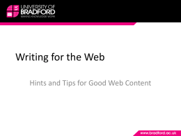 Writing for the Web - The University of Bradford