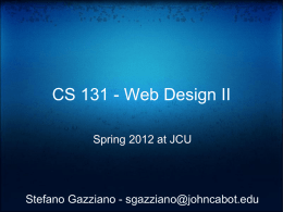 CS 131 - Web Design II - Web Design John Cabot University
