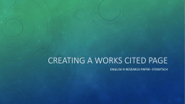 Creating a Works Cited Page ppt