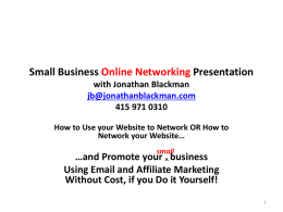 January 14, 2010 Small Business Networking Presentation