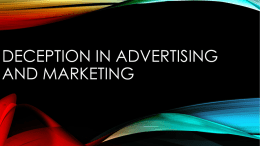 Deception In Advertising and Marketing