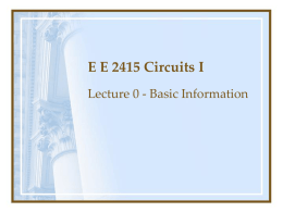 EE 2315 Circuits I Introduction - The University of Texas at Arlington