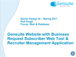 Gensuite Web Site with Business Request Subscriber Tool
