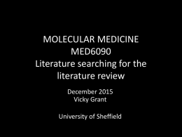 MED6090 - Literature Searching for the