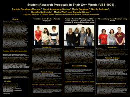 Student Research Proposals in Their Own Words (VBS 1001)