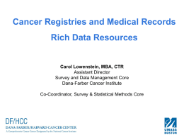 What Is a Cancer Registry? - University of Massachusetts Boston