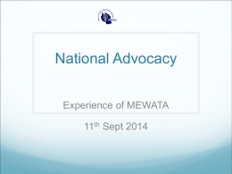 Experience of MEWATA, Dr. Serafina Mkuwa