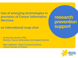 Use of emerging technologies in provision of Cancer