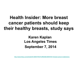 Health Insider: More breast cancer patients should keep their