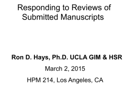Responding to Reviews of Submitted Manuscripts