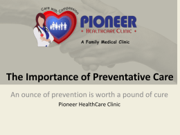 Preventive Services - Pioneer Healthcare Clinic