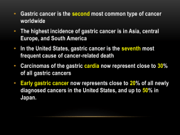 Gastric cancer is the second most common type of cancer worldwide
