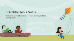 Scientific Tools notes