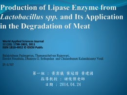 Production of Lipase Enzyme from Lactobacillus spp. and Its