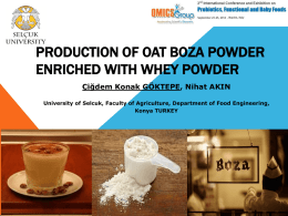 PRODUCTION OF OAT BOZA POWDER ENRICHED WITH WHEY